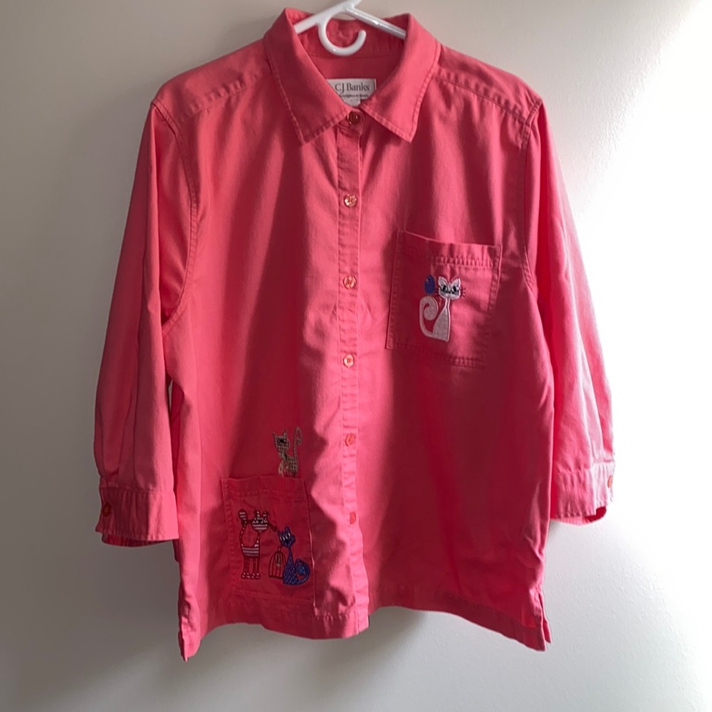 Embroidered Cat Shirt - CJ Banks 1X